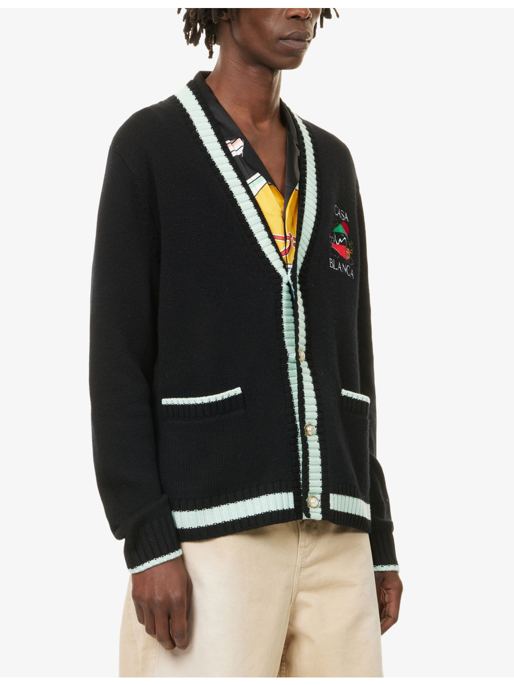 Relaxed-Fit Embroidered-Logo Wool-Knit Cardigan - 3