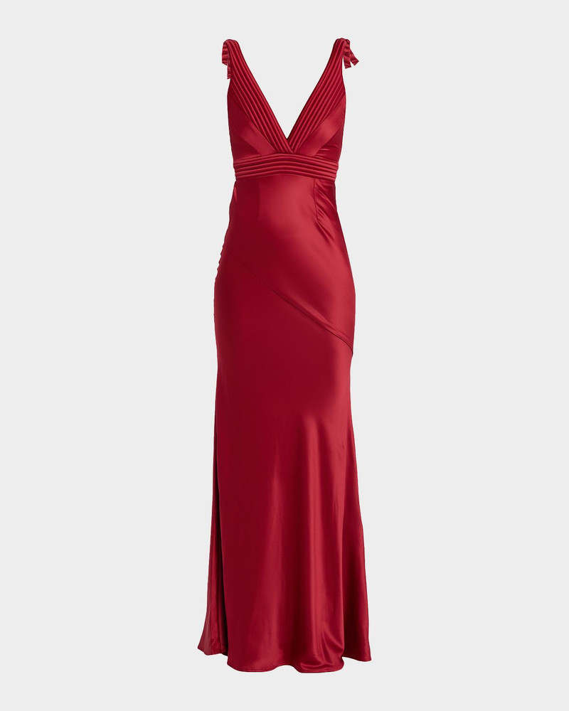 Beloved Deep V-Neck Stretch Satin Gown 1