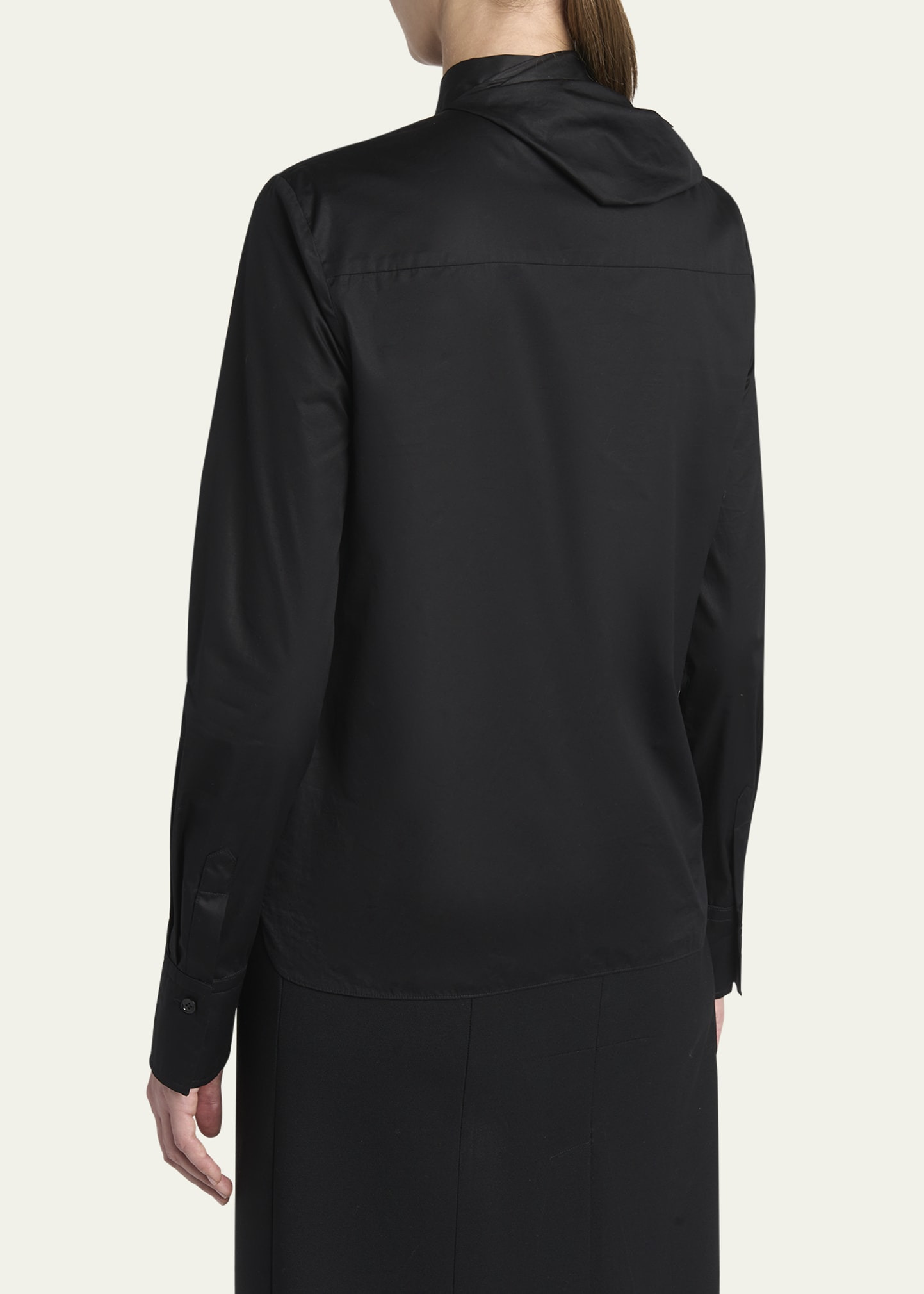 Draped Ruffle Cotton Poplin Blouse - 3