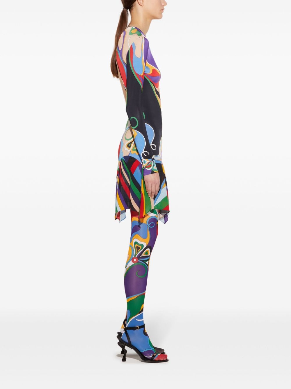 Orchidee-print mini dress - 3