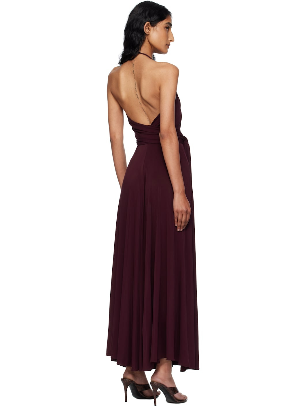 Burgundy Soft Jersey Cross Maxi Dress - 3