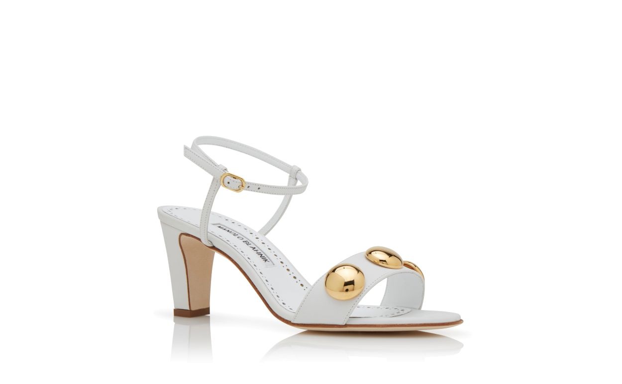 Cream Calf Leather Ankle Strap Sandals - 3