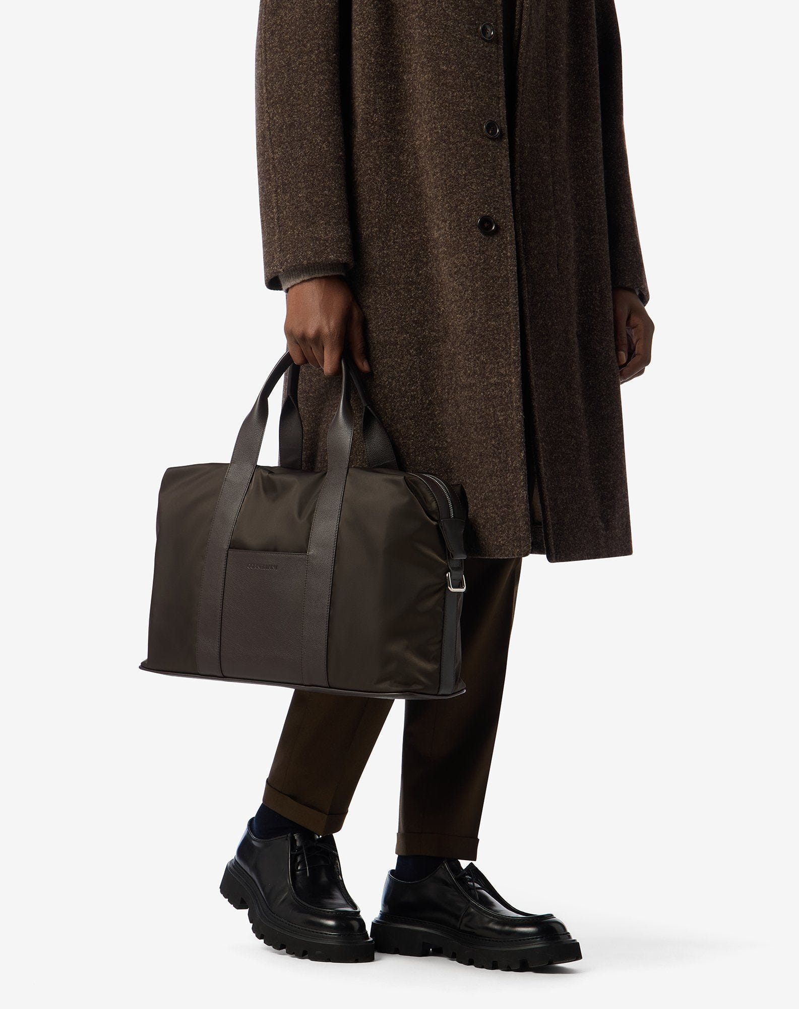 Brown nylon and leather travel bag - 2