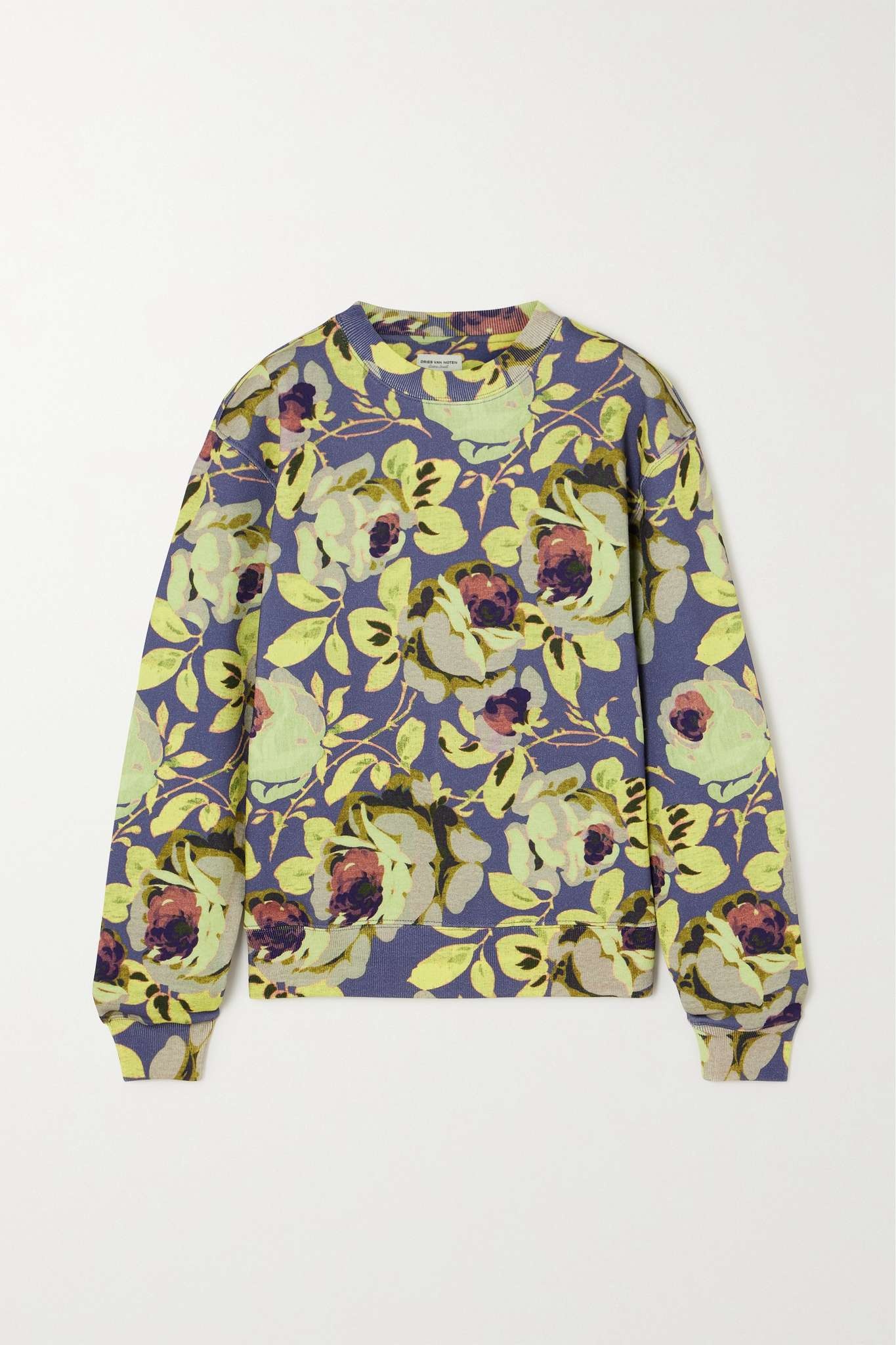 DRIES VAN NOTEN floral-embroidered cotton sweatshirt