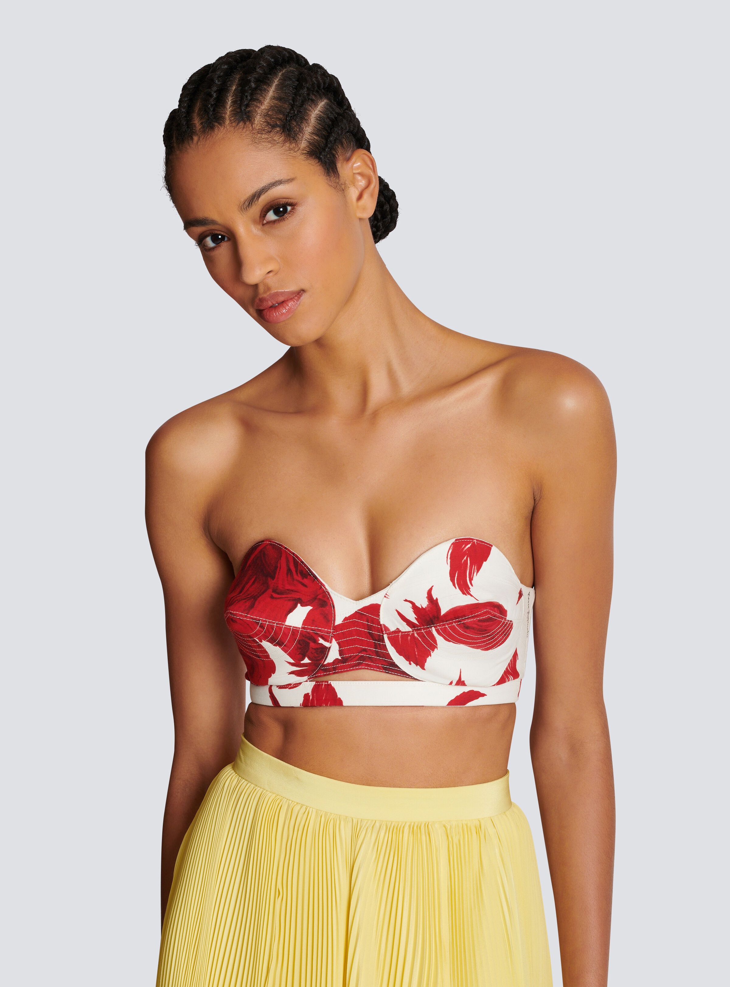Strapless crop top with Red Roses print - 6