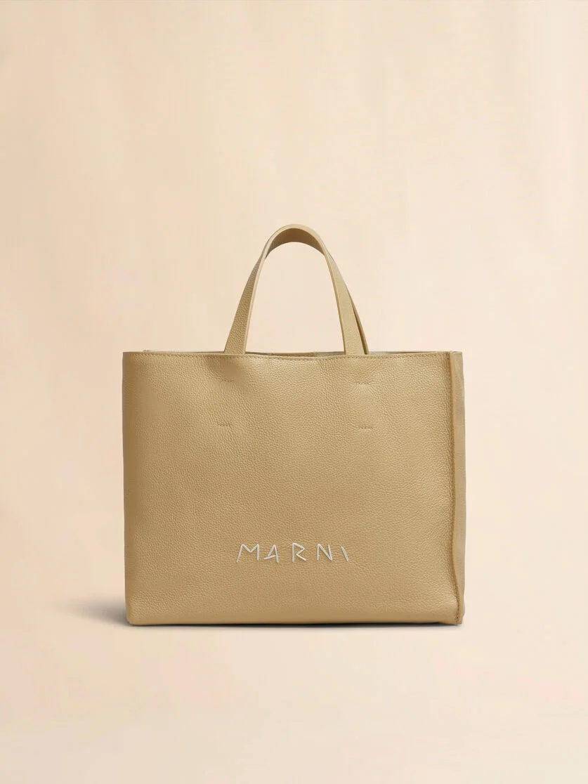 BEIGE LEATHER MUSEO SOFT TOTE BAG WITH MARNI MENDING - 1