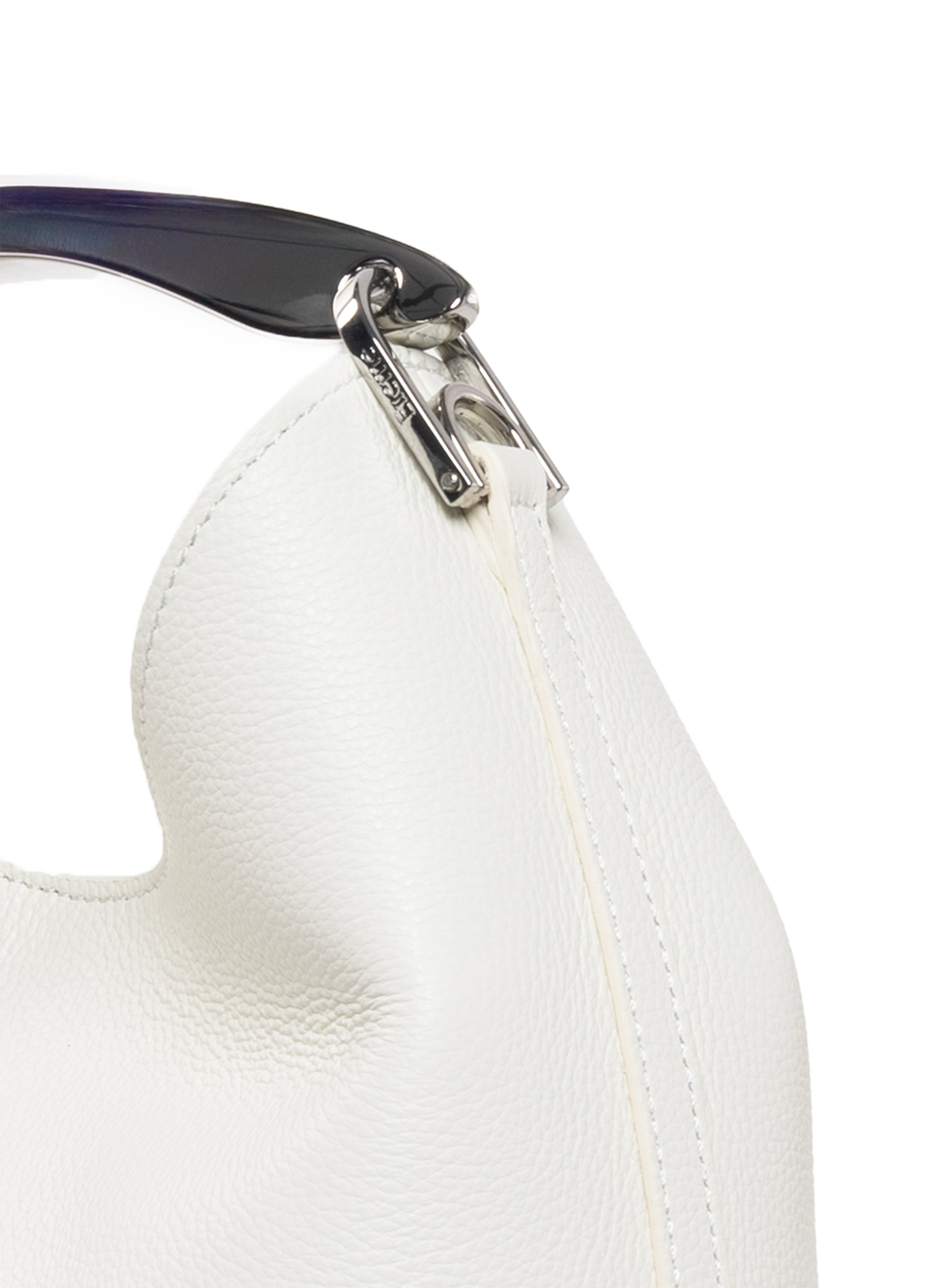 Small Boomerang Pebbled Leather White - 5