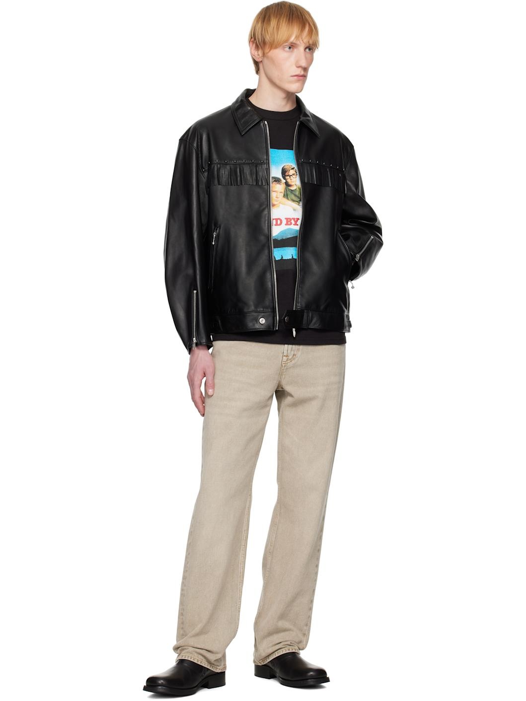 Black WOLF'S HEAD Edition Single Riders Leather Jacket - 4