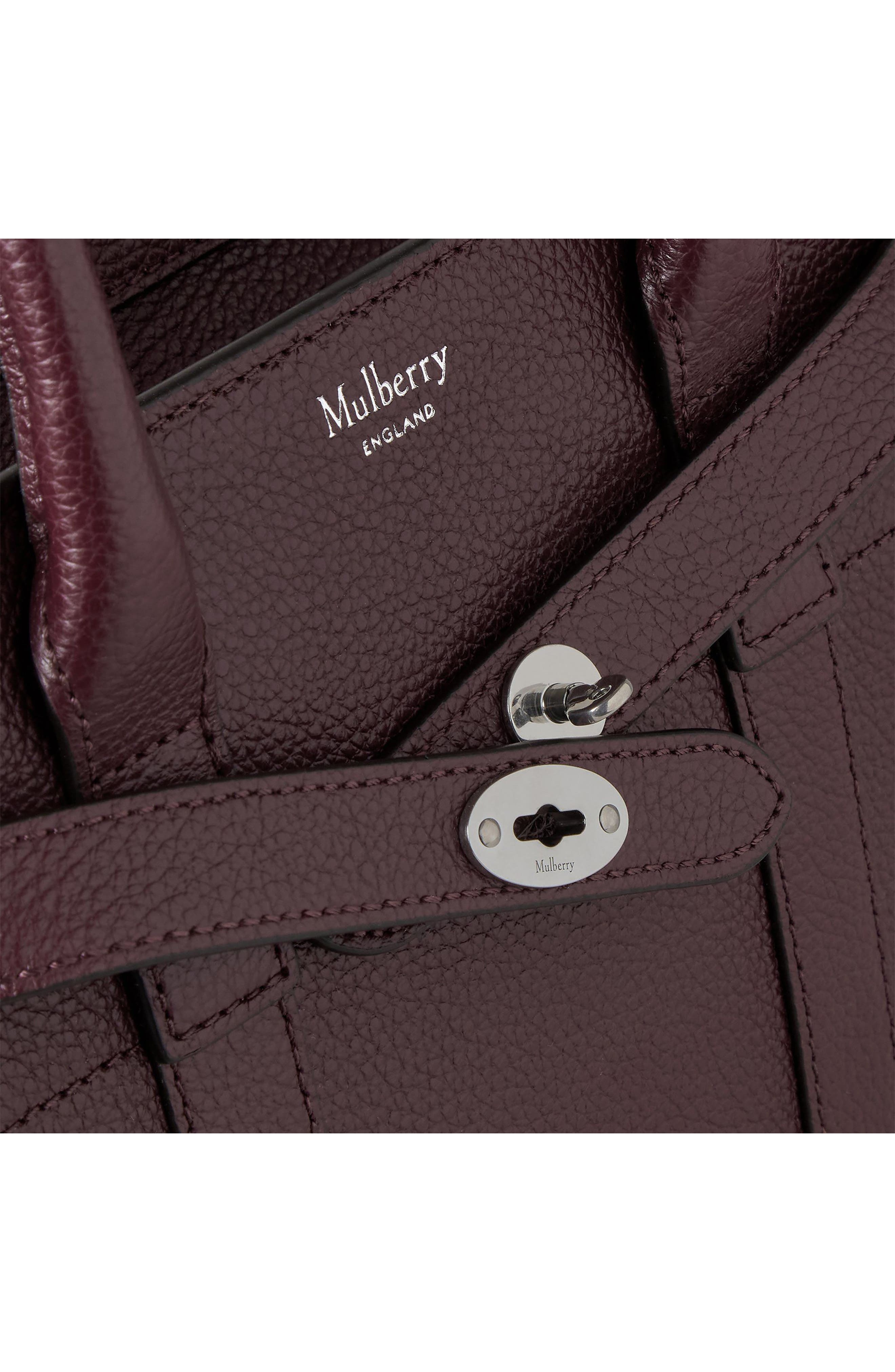 Mulberry Mini Zipped Bayswater Leather Tote in Black Cherry at Nordstrom - 6