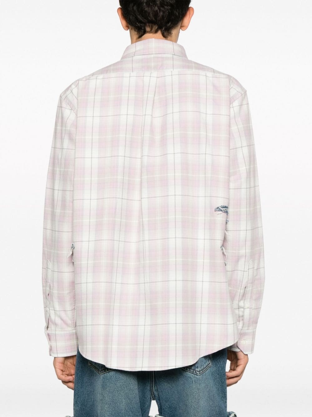 whisker-embroidered check shirt - 5