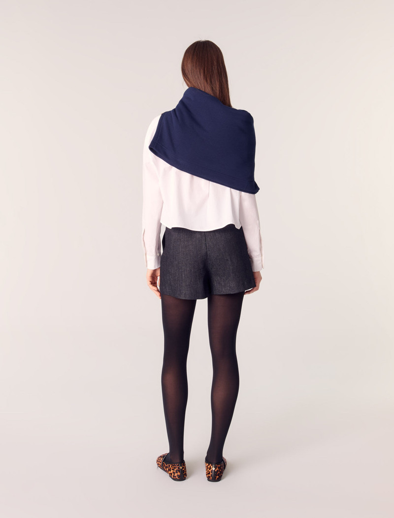 Layered-effect pleated denim shorts 4