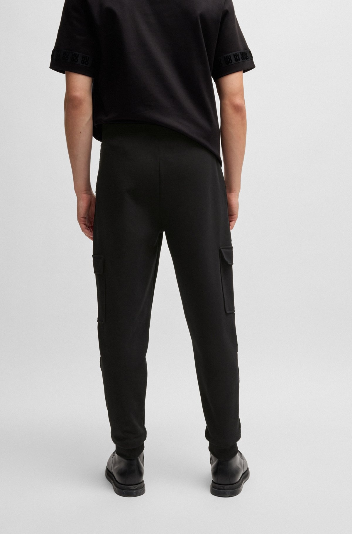 STRETCH-COTTON TRACKSUIT BOTTOMS WITH STACKED LOGO - 5