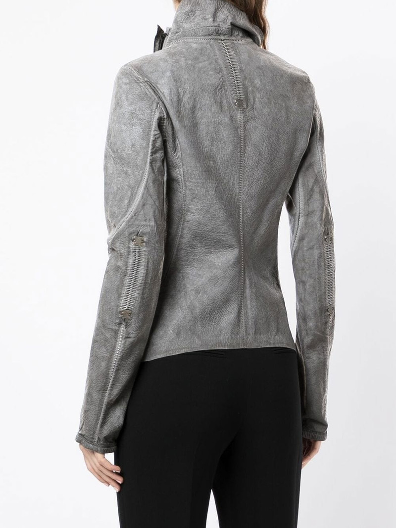 off-centre leather biker jacket 4