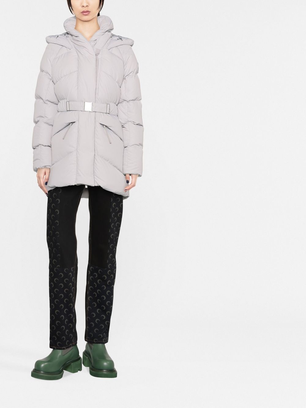 belted padded down jacket - 2