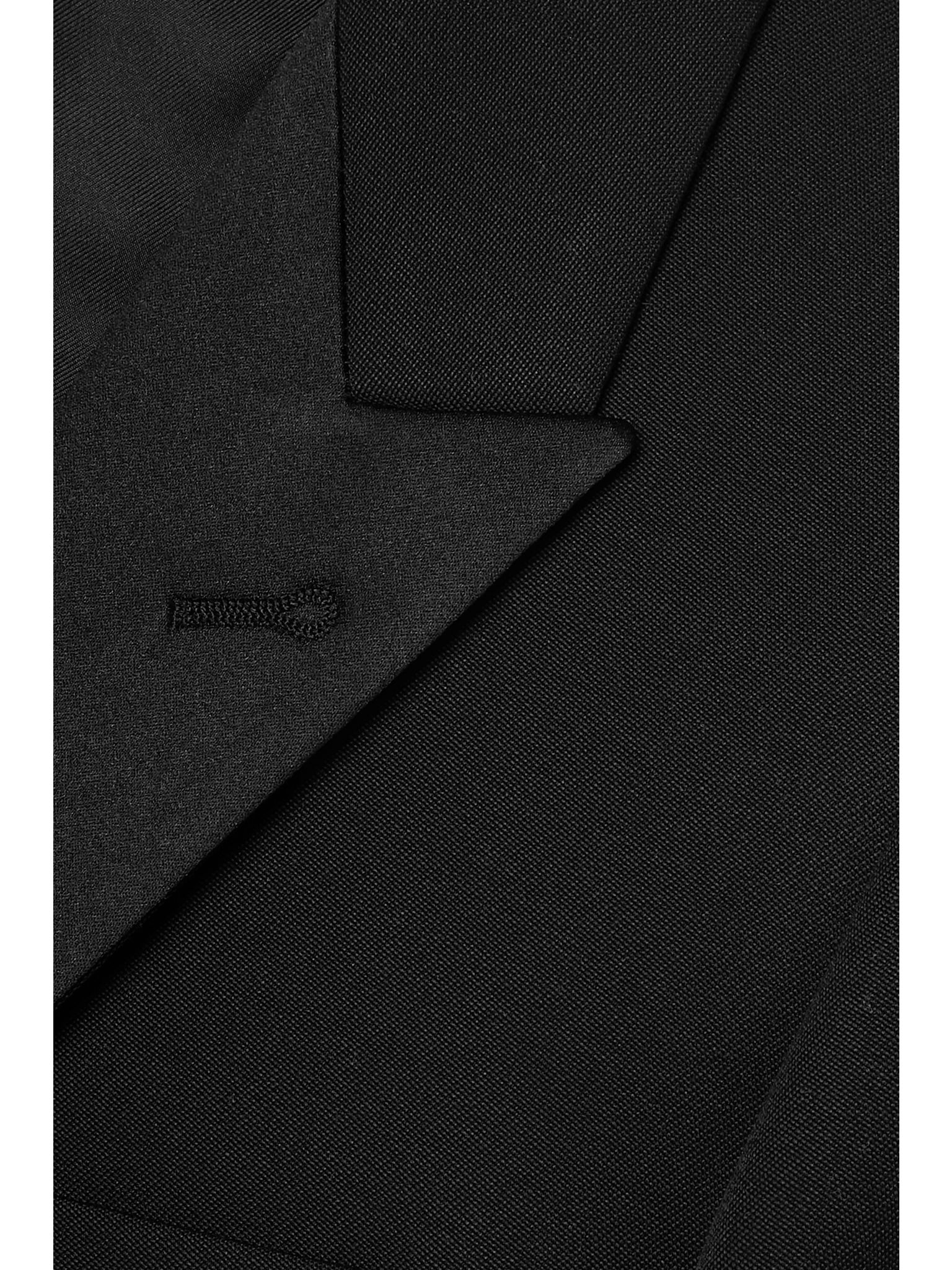 Tube satin-trimmed grain de poudre wool blazer Black - 4