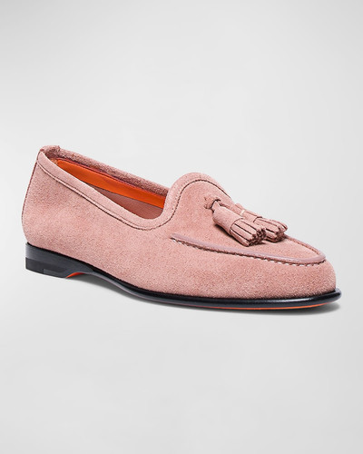 Santoni Andrea Tassel Tassel Suede Loafers outlook