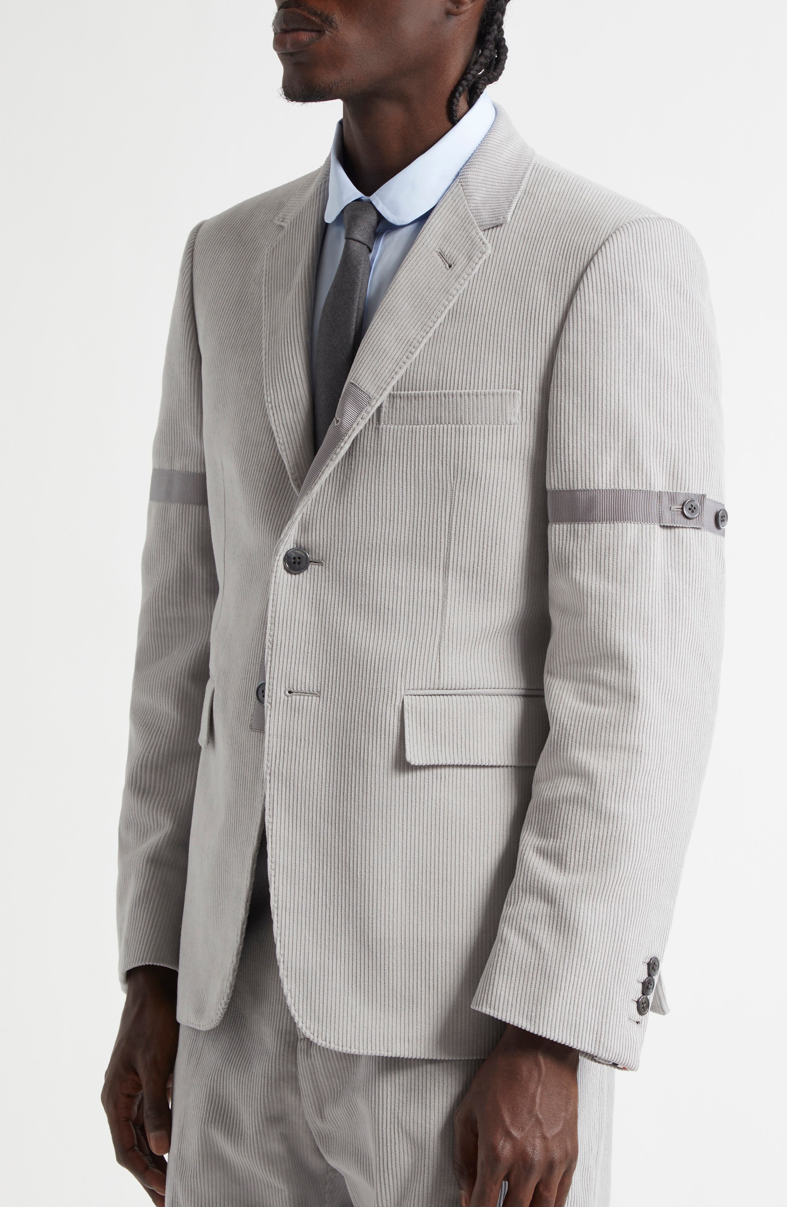 Thom Browne Fit 1 Classic Corduroy Armband Blazer in Light Grey at Nordstrom - 5