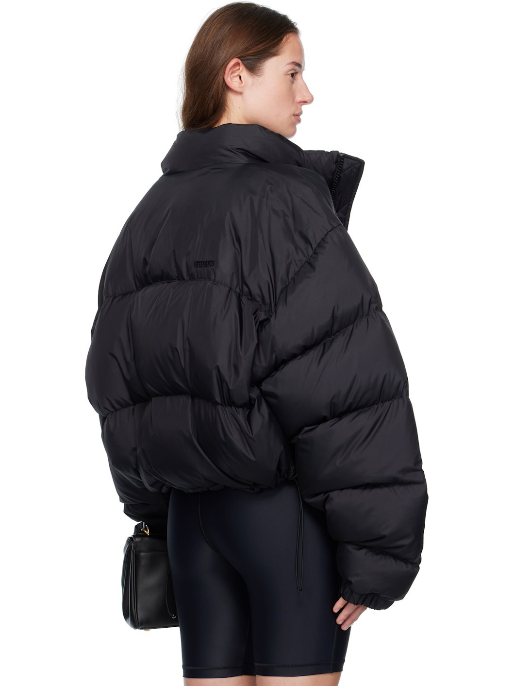 Black Double Logo Boxy Down Jacket - 3