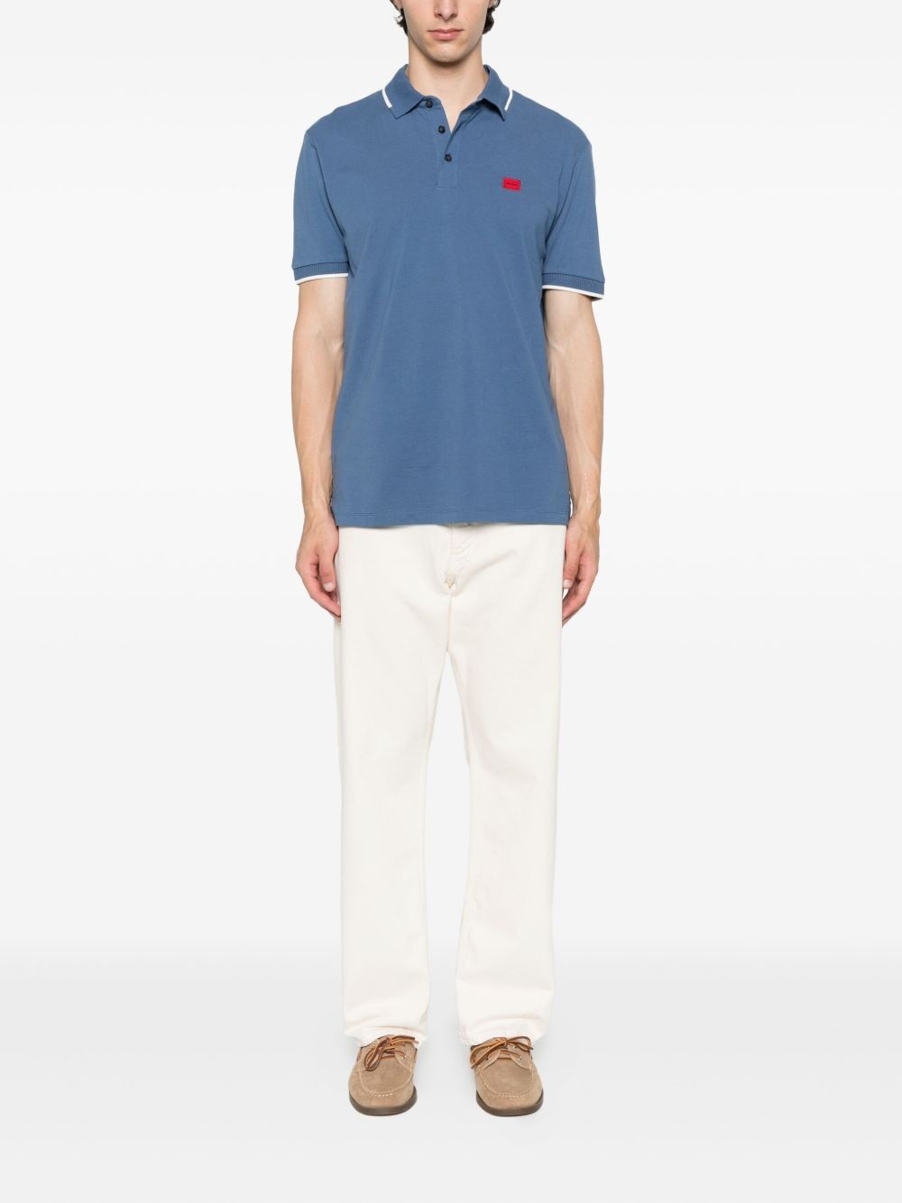 tipped-collar logo polo shirt - 2