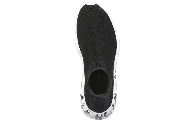 (WMNS) Balenciaga Speed 2.0 Graffiti Sneakers 'Black Recycled Knit and White Sole Unit' 617196W2DD41 - 3