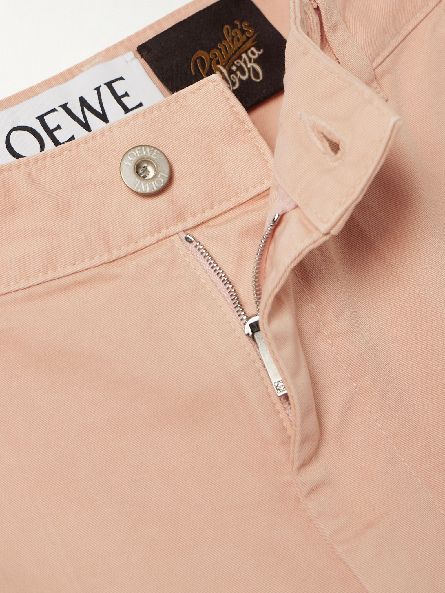 + Paula's Ibiza Anagram cutout frayed pleated cotton-twill shorts Pastel pink - 4