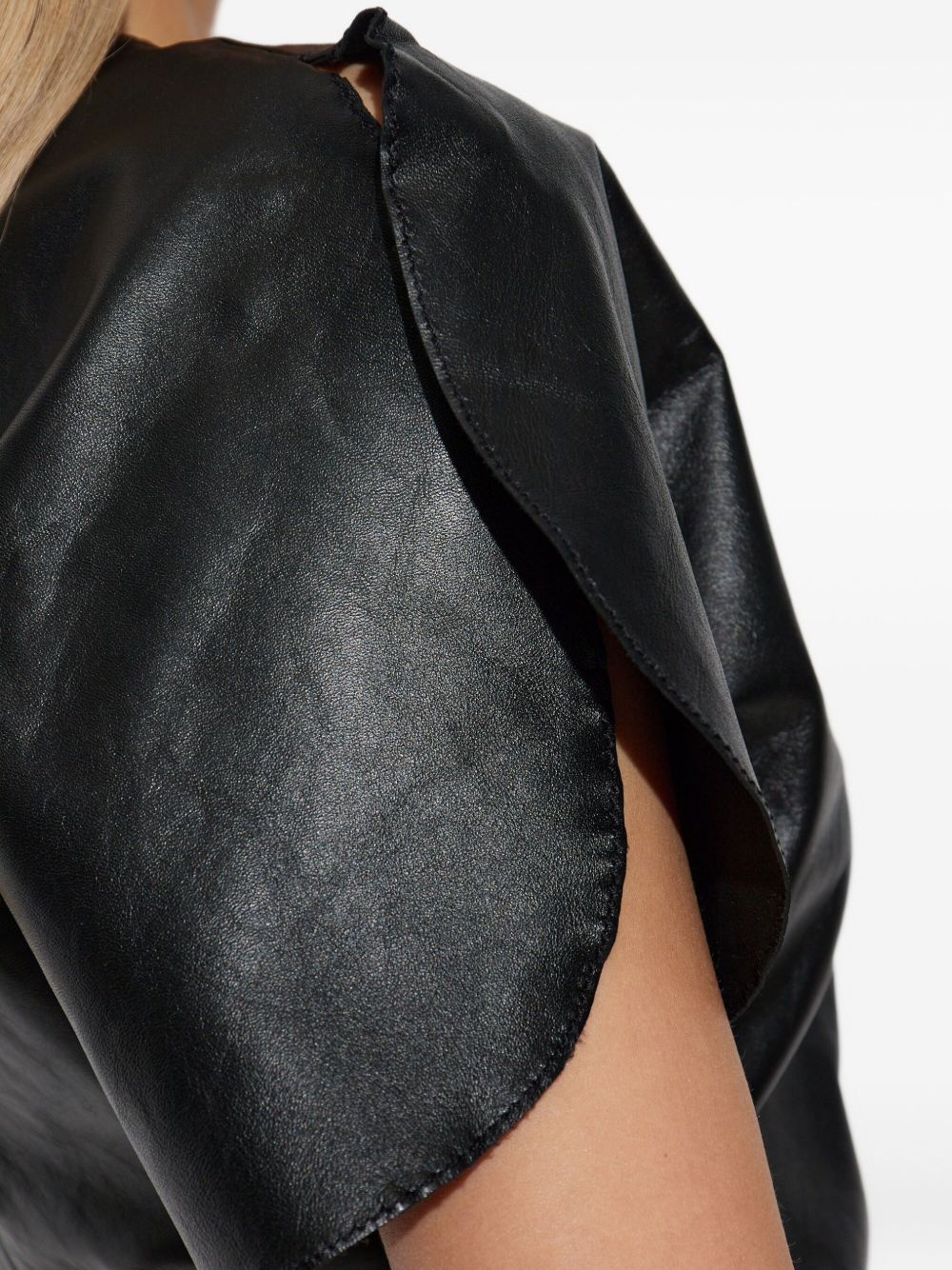 ruched leather mini dress - 5