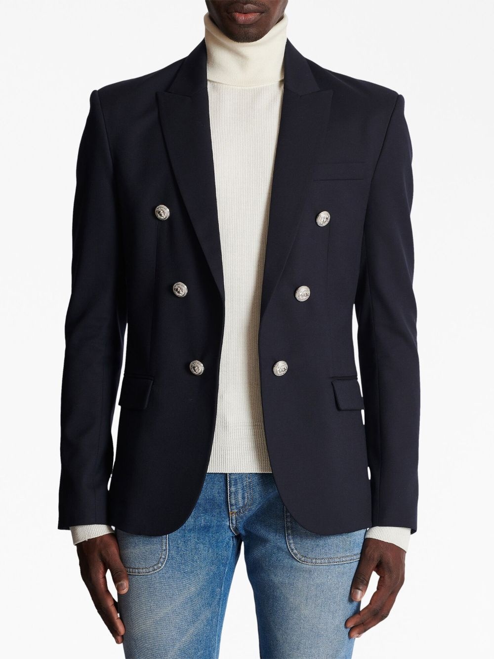 button-detailed wool blazer - 5