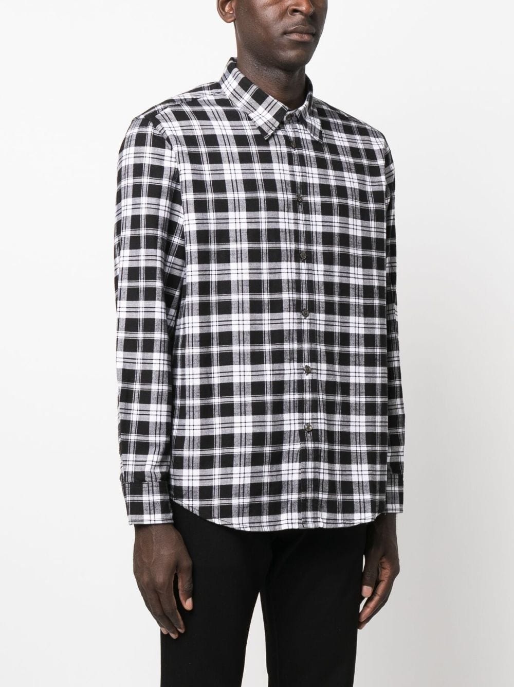 checked flannel button-up shirt - 3