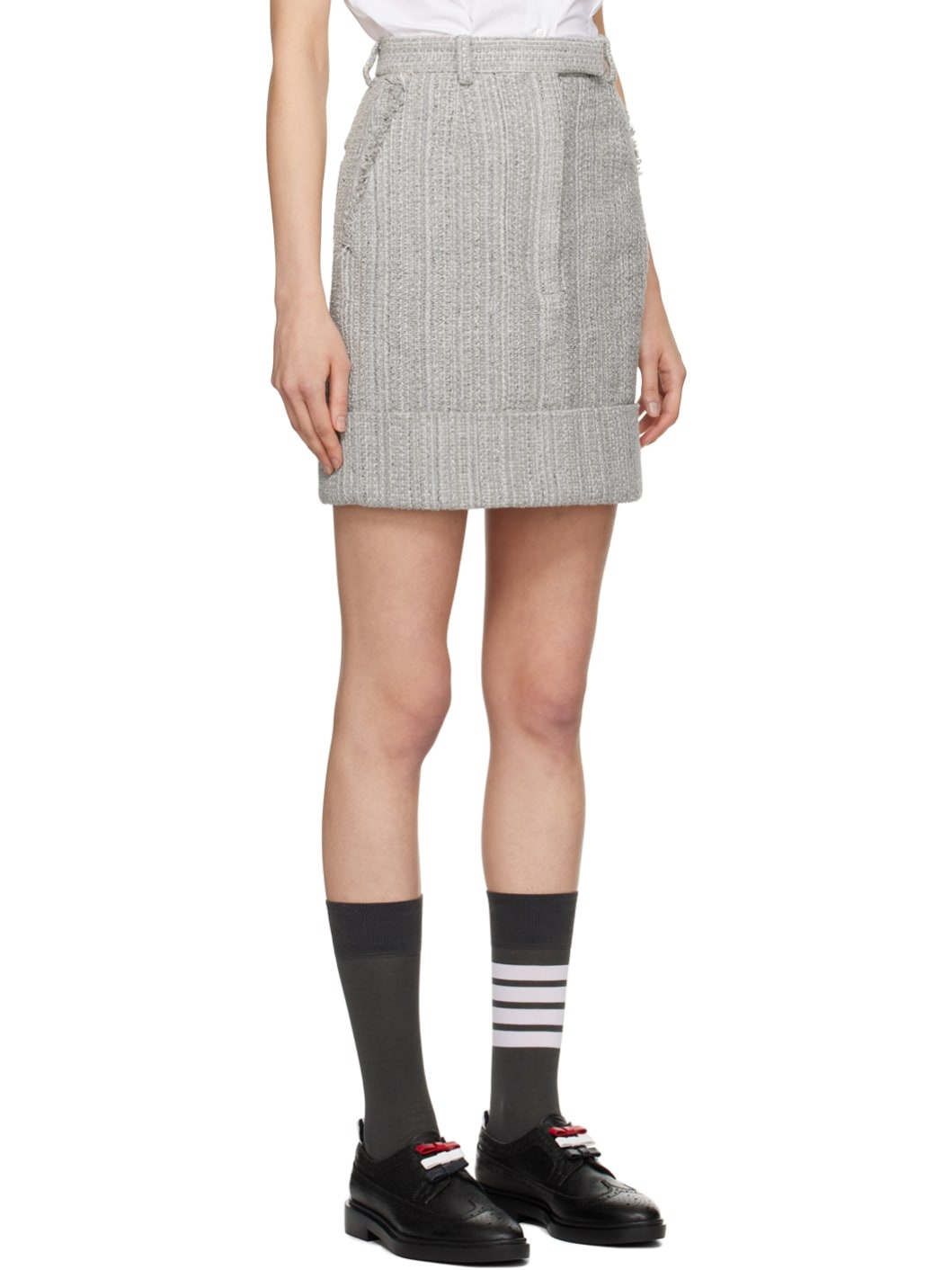 Gray Frayed Miniskirt - 2