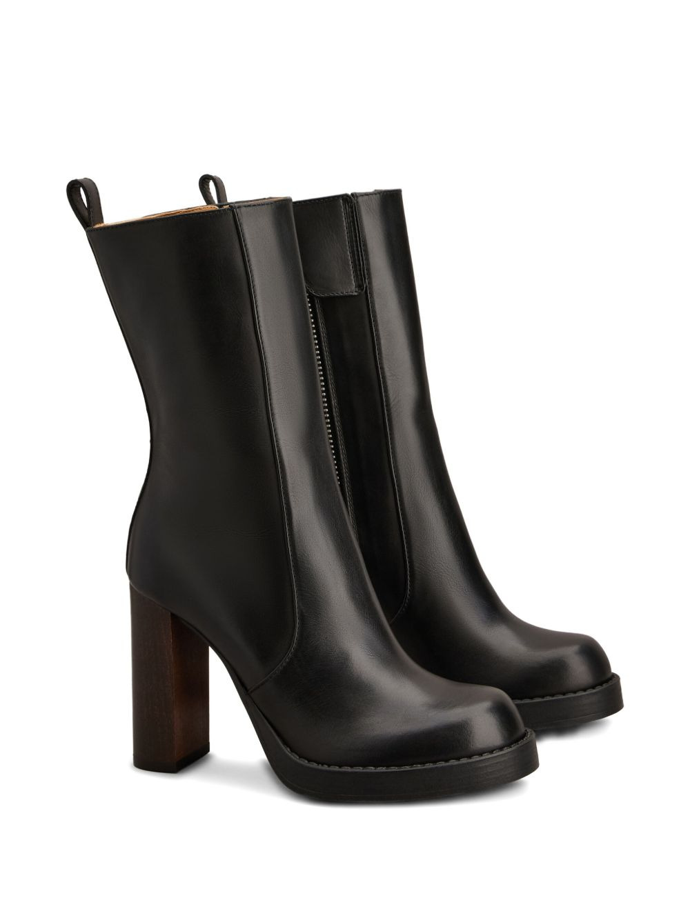 leather zip-fastening block-heel boots - 2