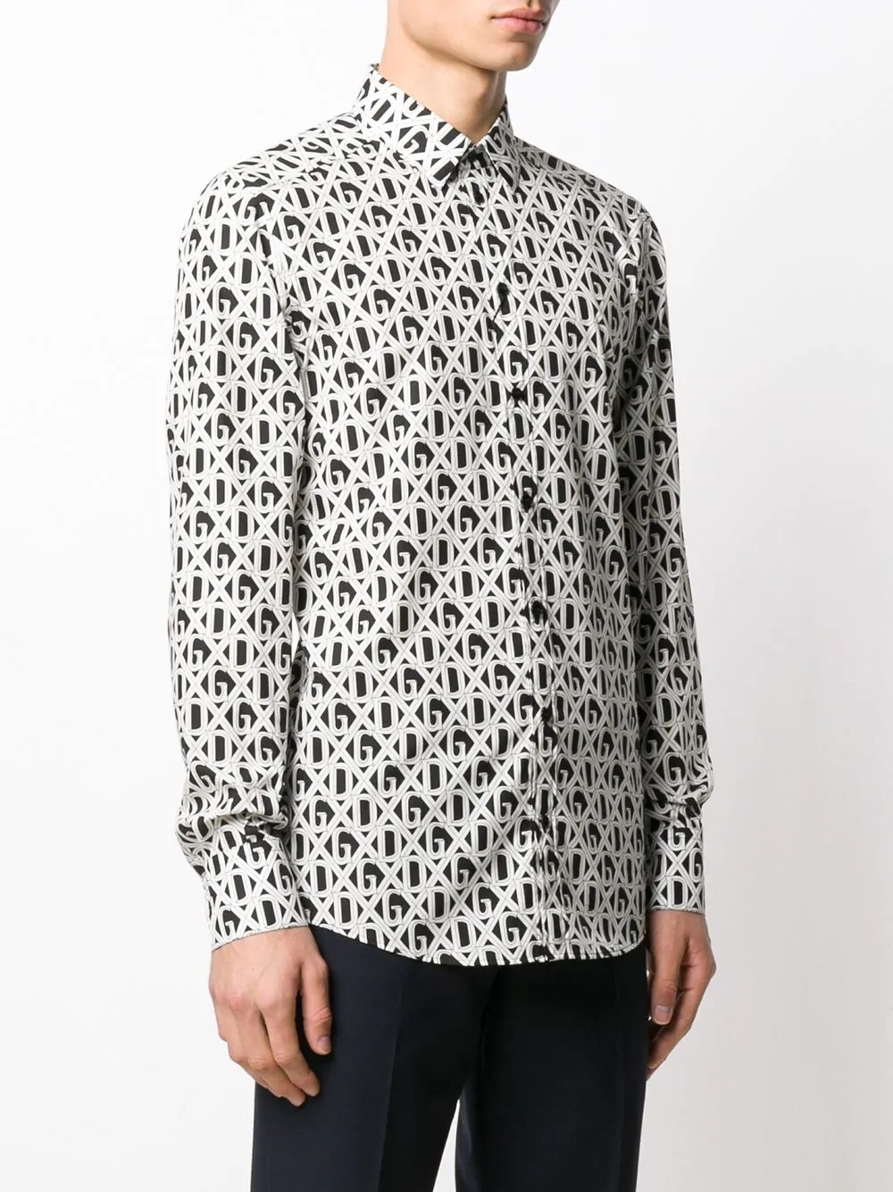 diamond check logo print shirt - 3