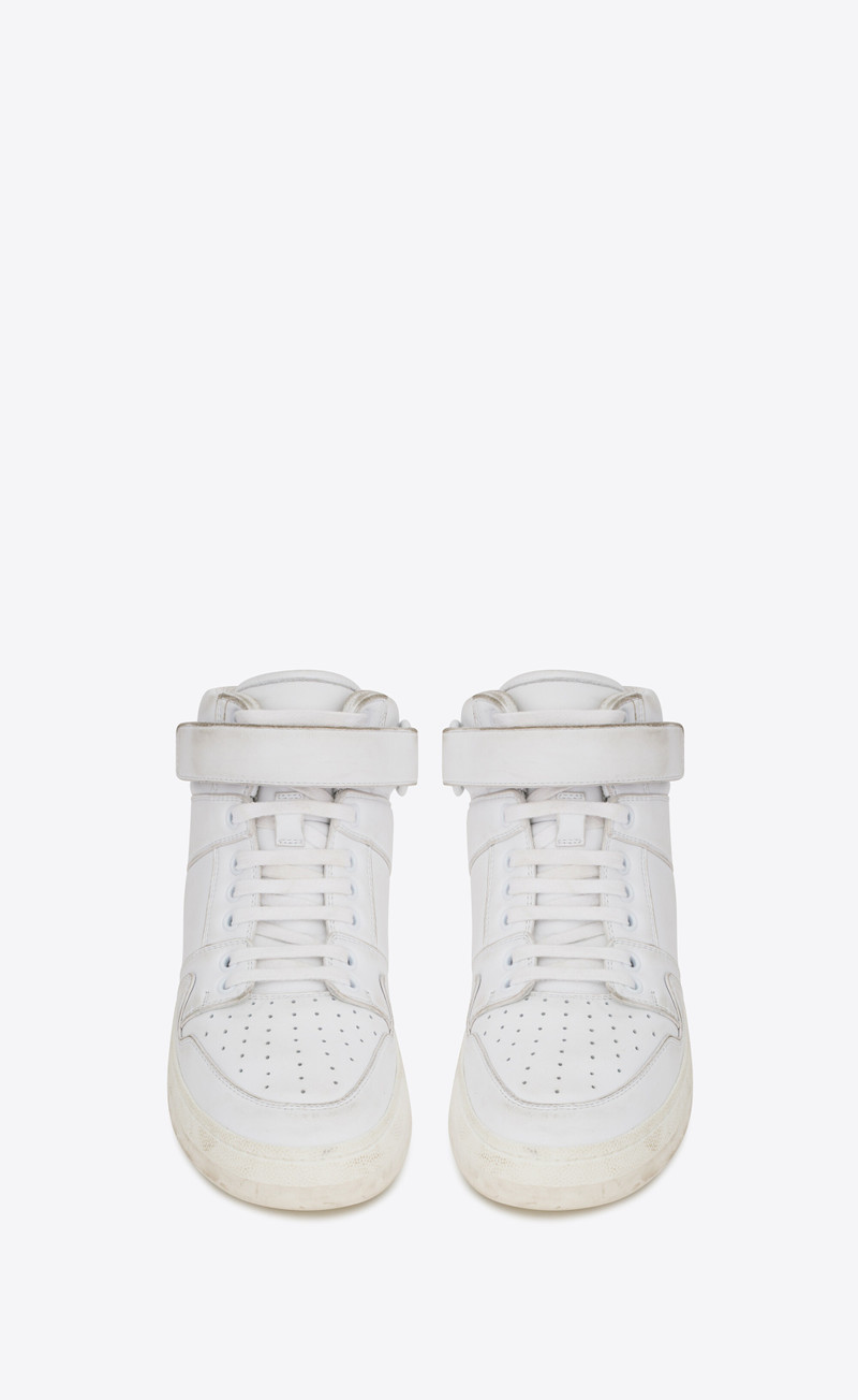 SAINT LAURENT lax sneakers in washed-out effect leather outlook