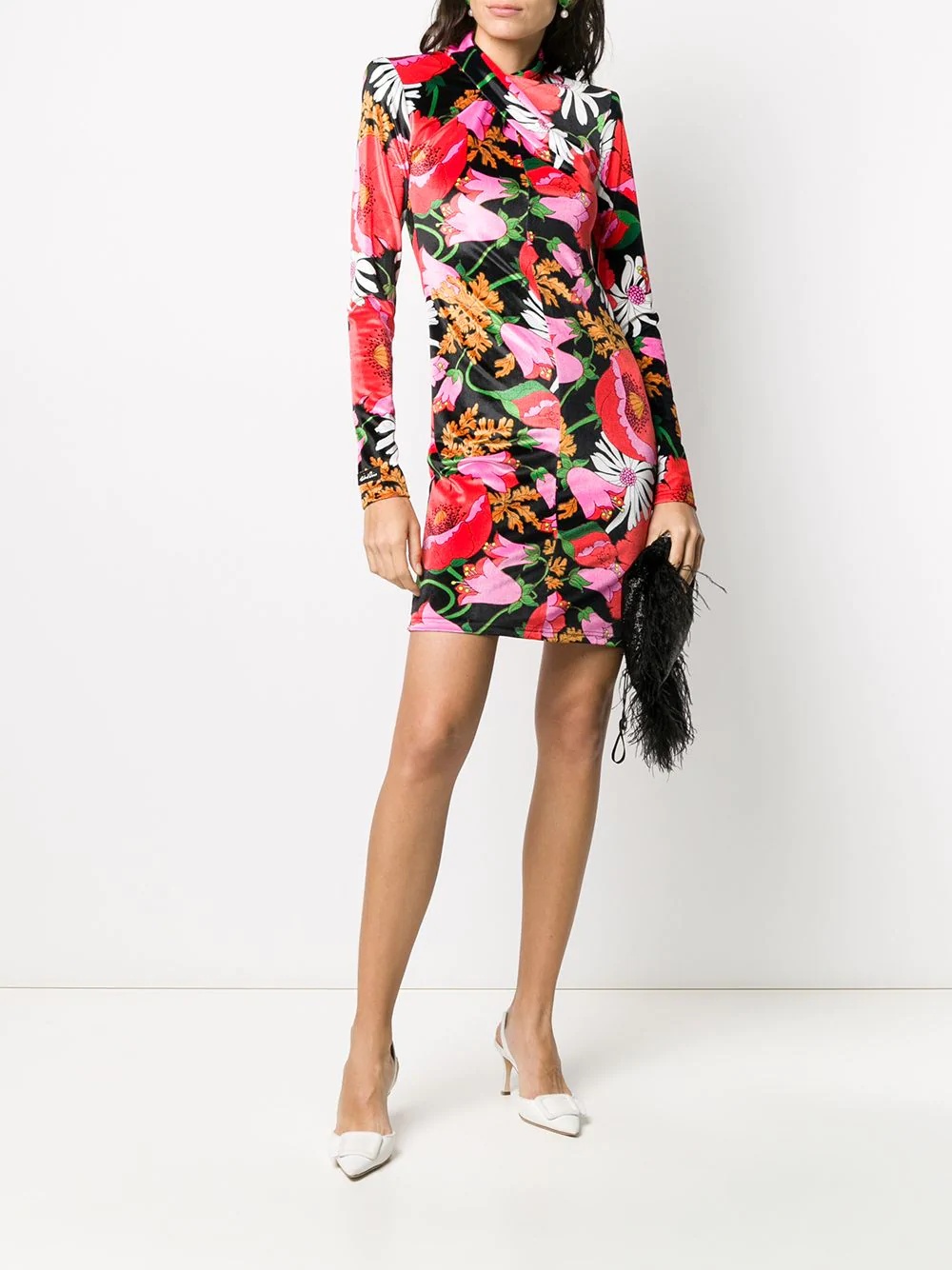 twisted floral-print dress - 2