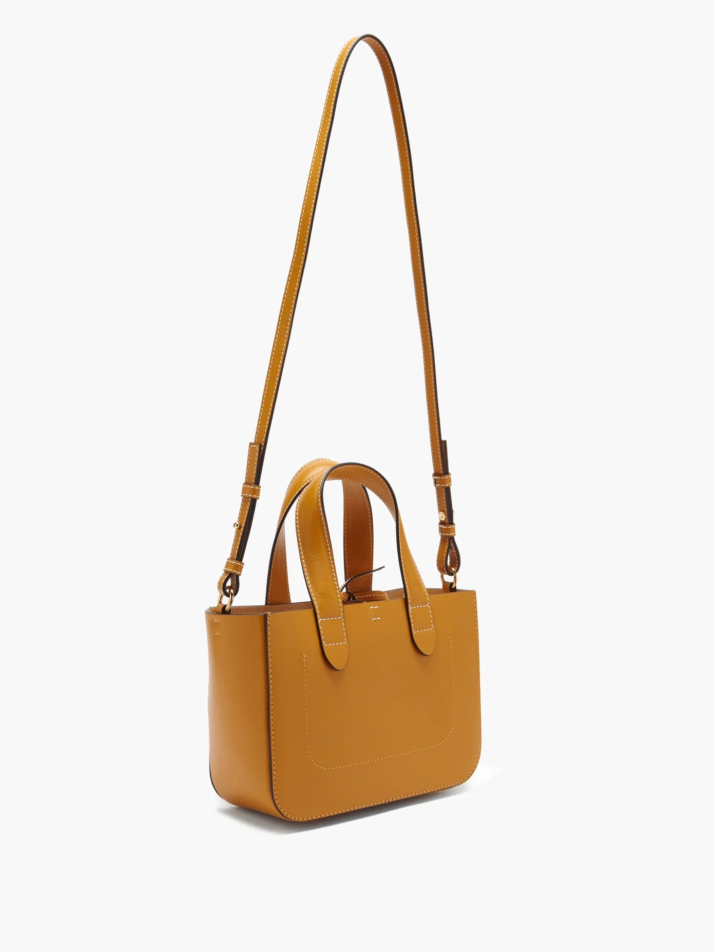 Chain-front mini leather tote bag - 4