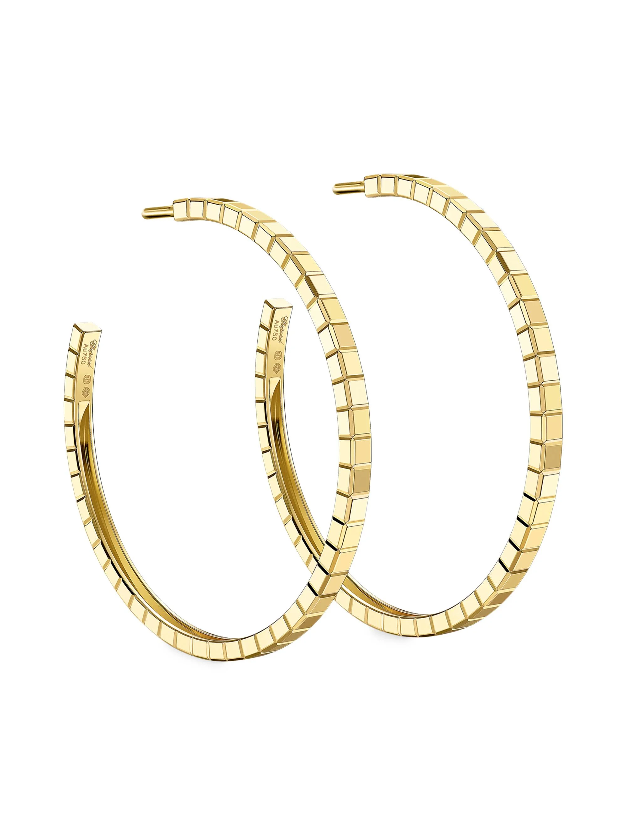 Women's Ice Cube 18K Yellow Gold Hoop Earrings - Yellow Gold - 1