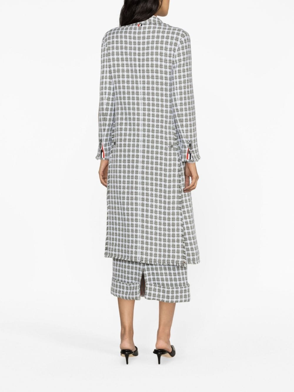 check-pattern tweed coat - 3
