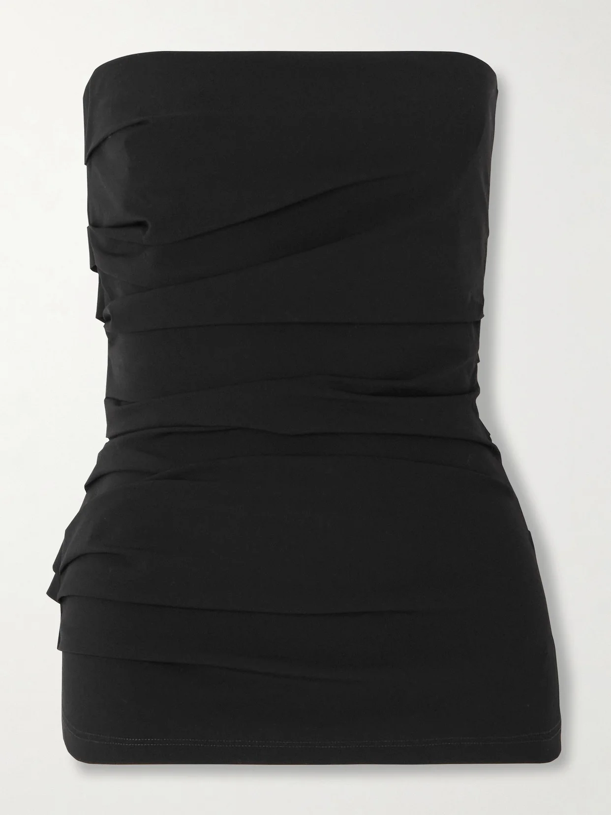 Lena Strapless Gathered Cotton-blend Poplin Top - 1