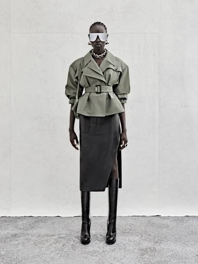 Alexander McQueen Women's Dropped Shoulder Peplum Military Jacket in Military Green outlook