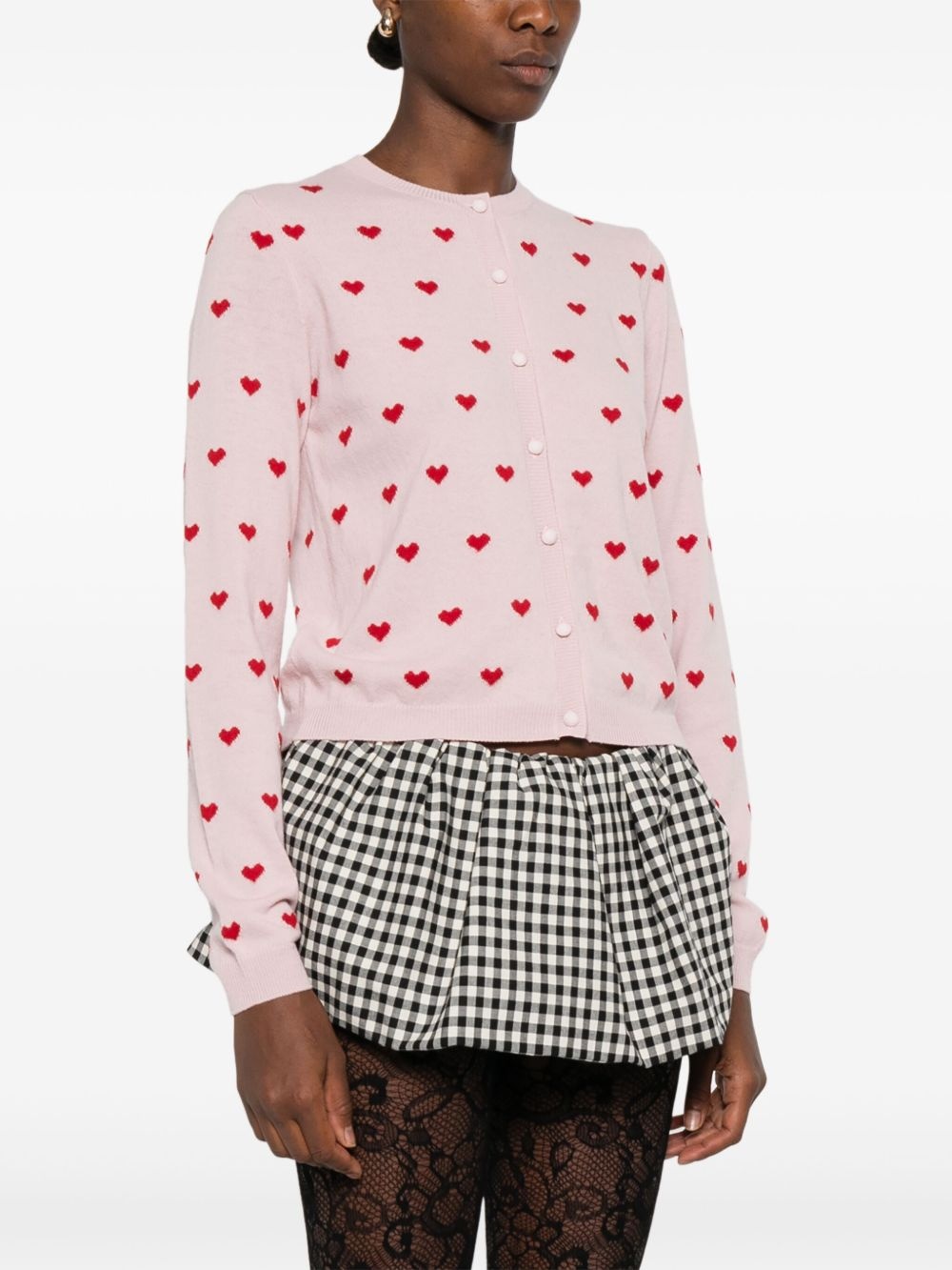 heart-pattern button cardigan - 3