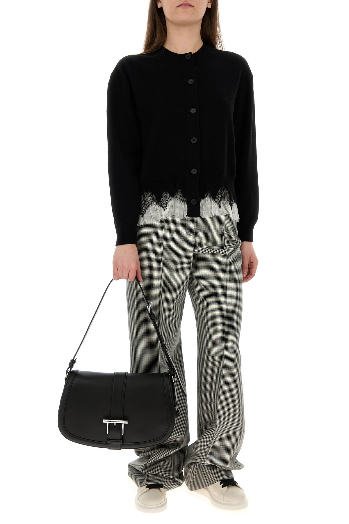 Black leather large Satchel crossbody bag - 5