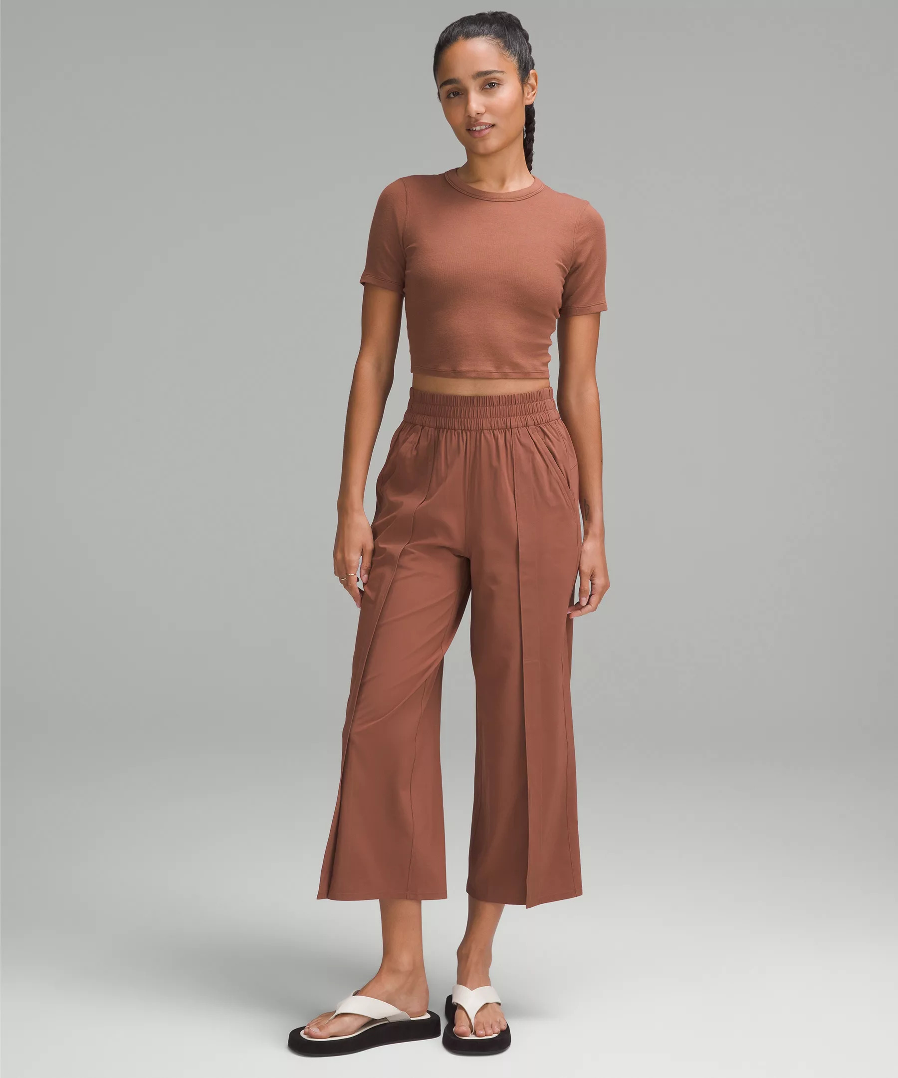 Front-Pleat High-Rise Wide-Leg Cropped Pant - 2
