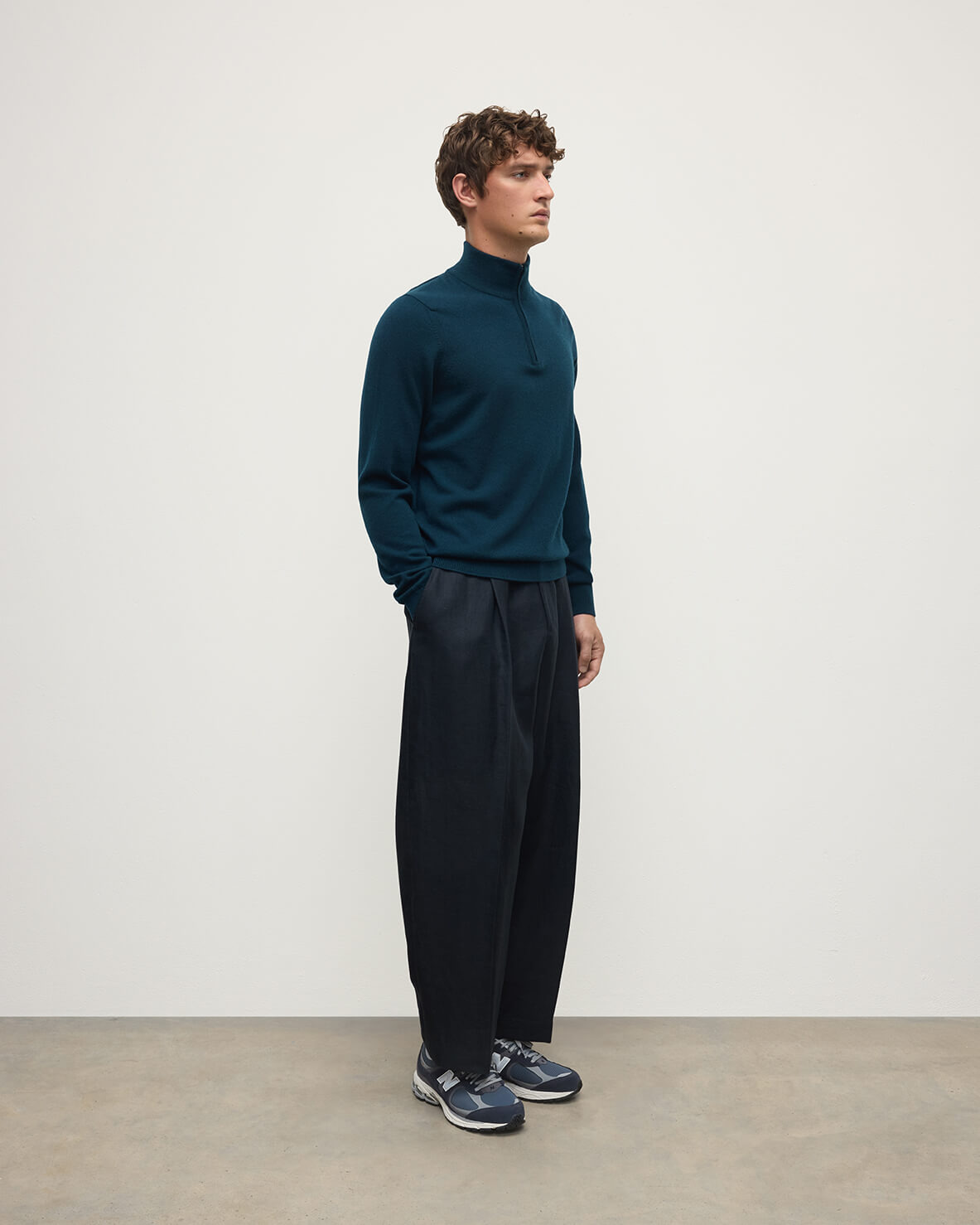 Classic Cashmere Green Zip Neck Jumper - 3