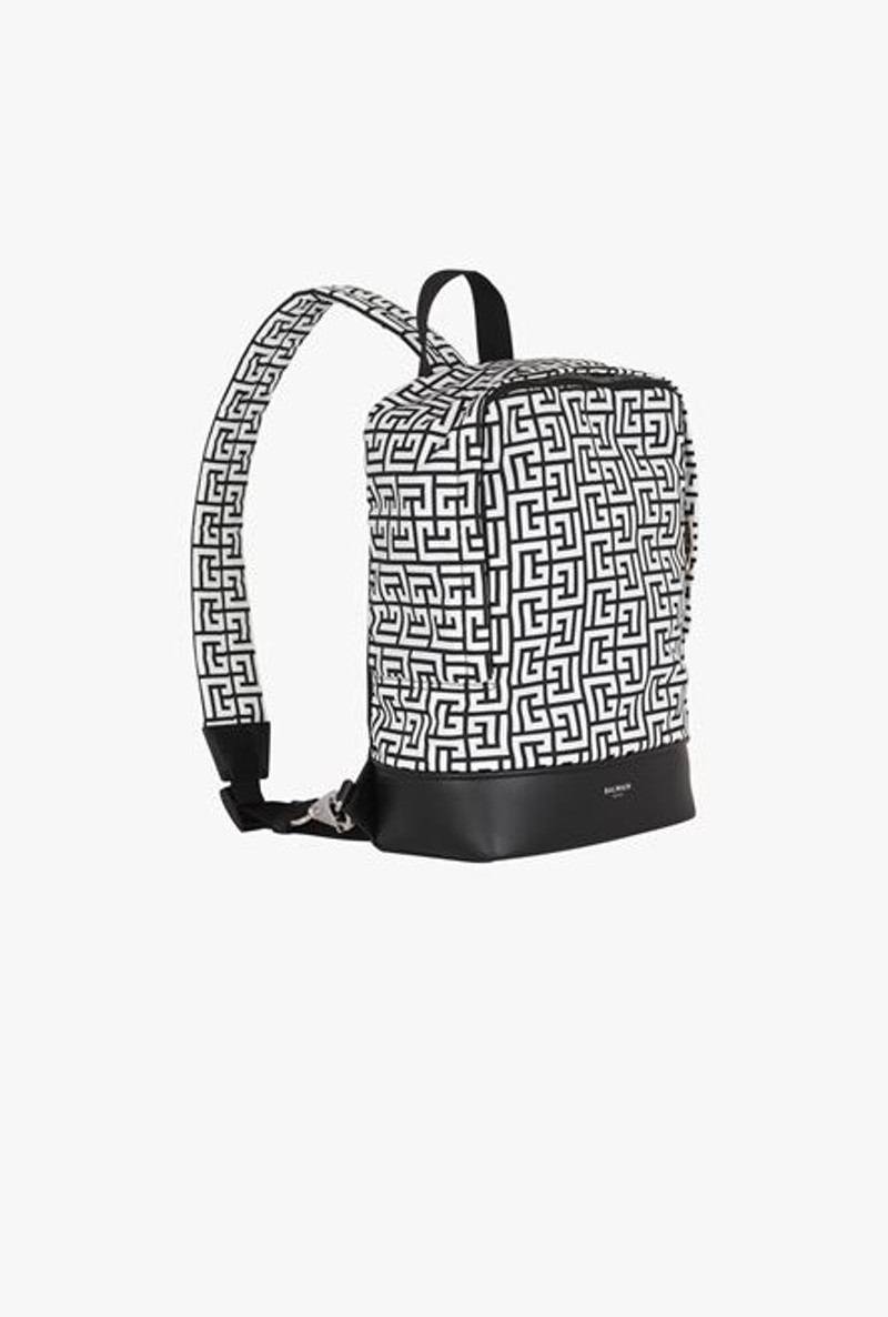 Bicolor white and black nylon City crossbody backpack 6