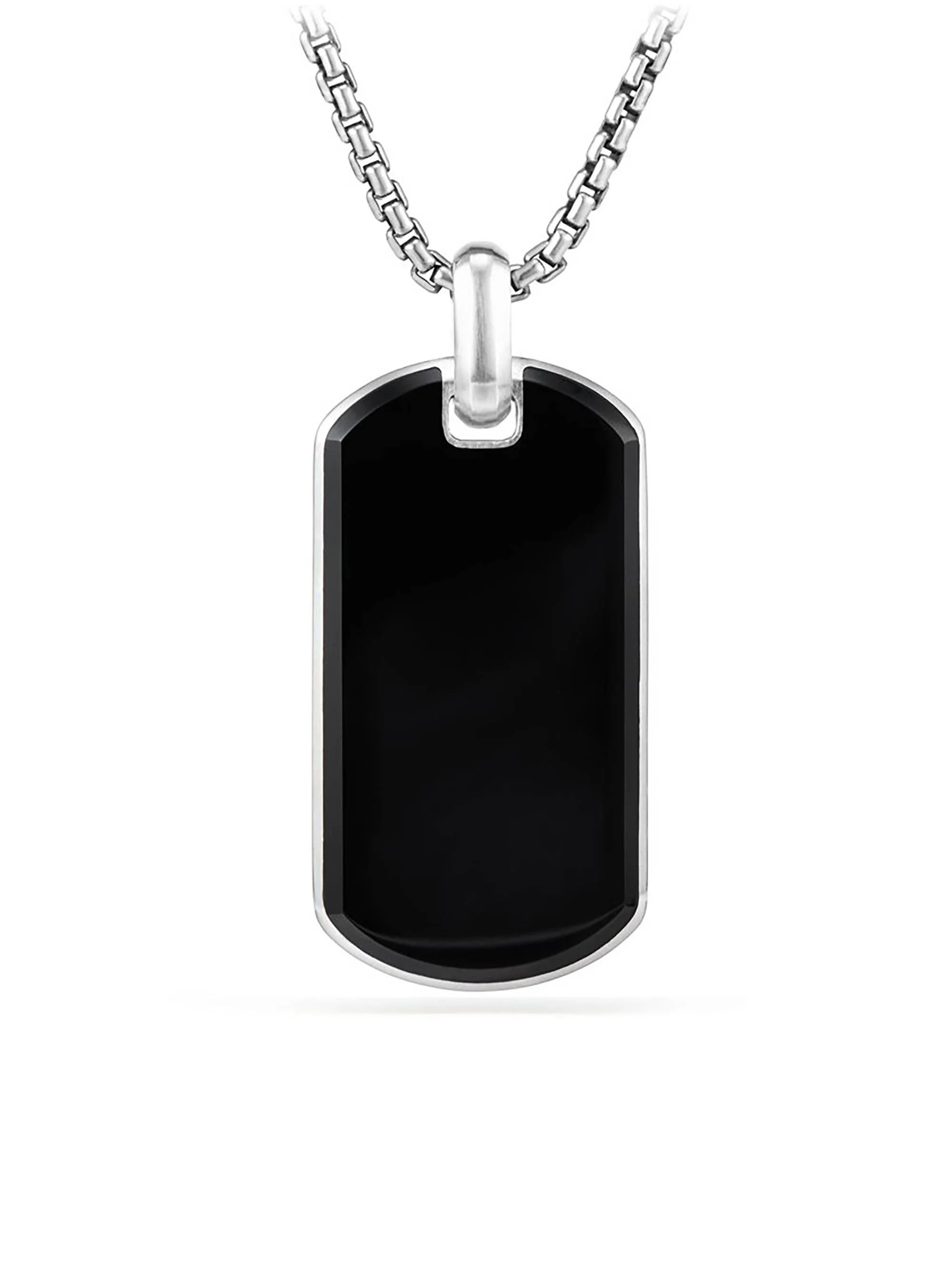 Men's Chevron Tag in Sterling Silver - Black Onyx - 1