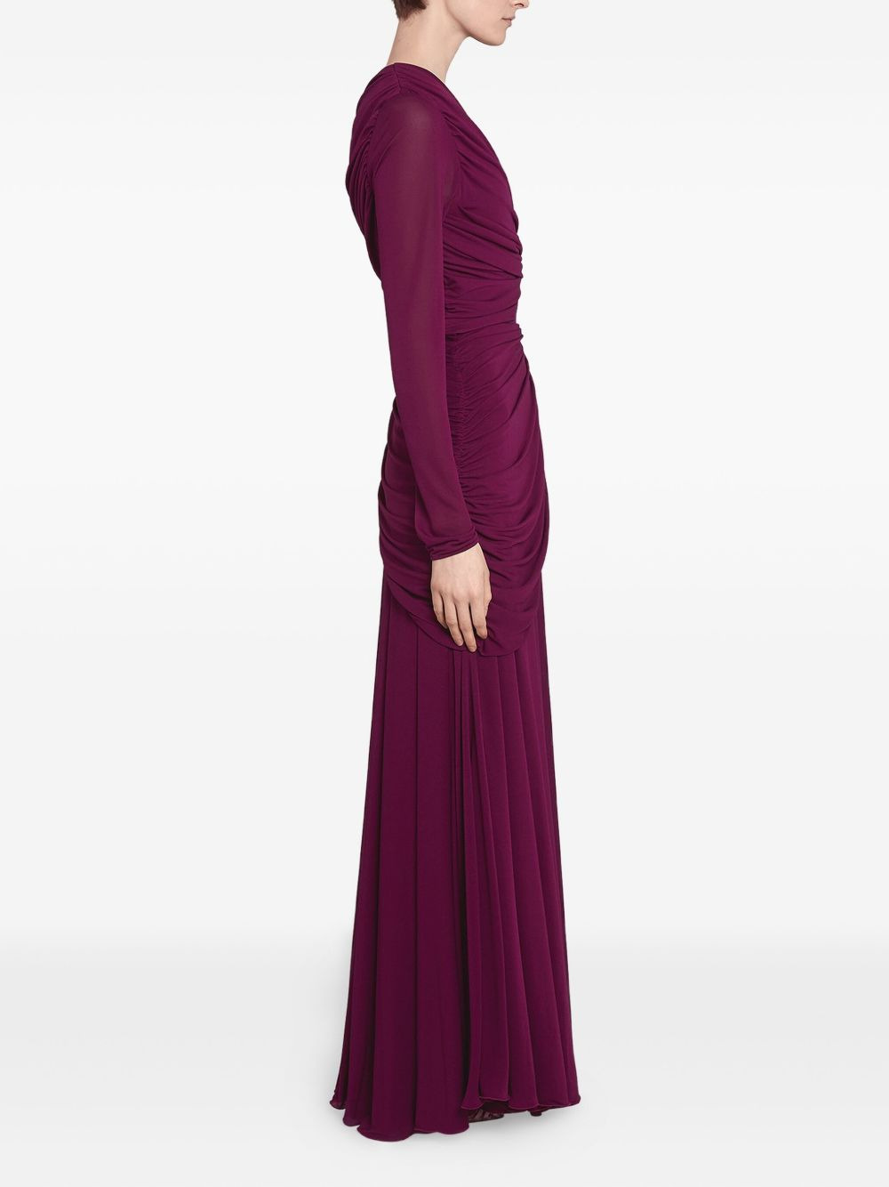 draped long-sleeve maxi dress - 4