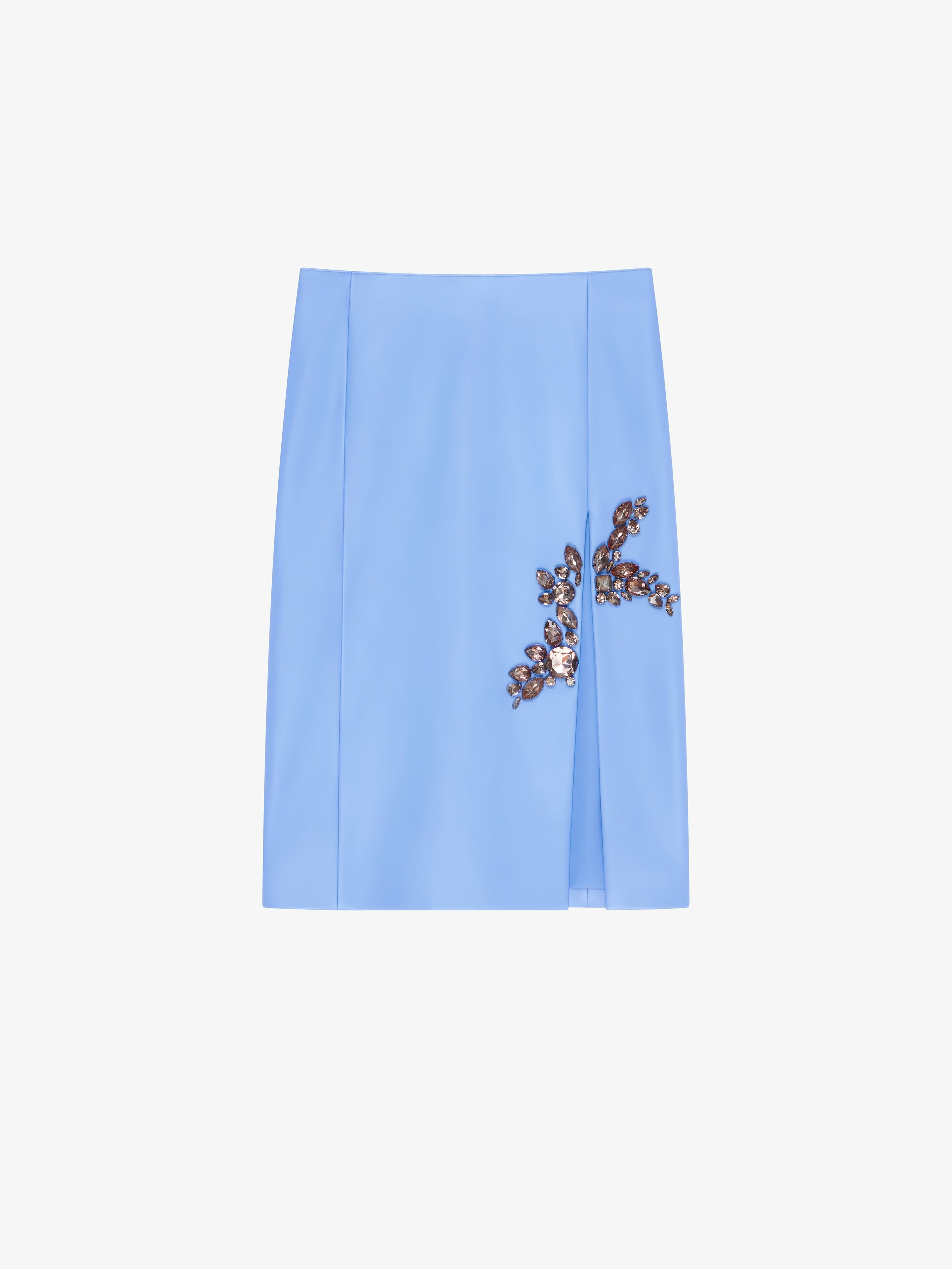 SKIRT IN LEATHER WITH EMBROIDERED STONES - 1