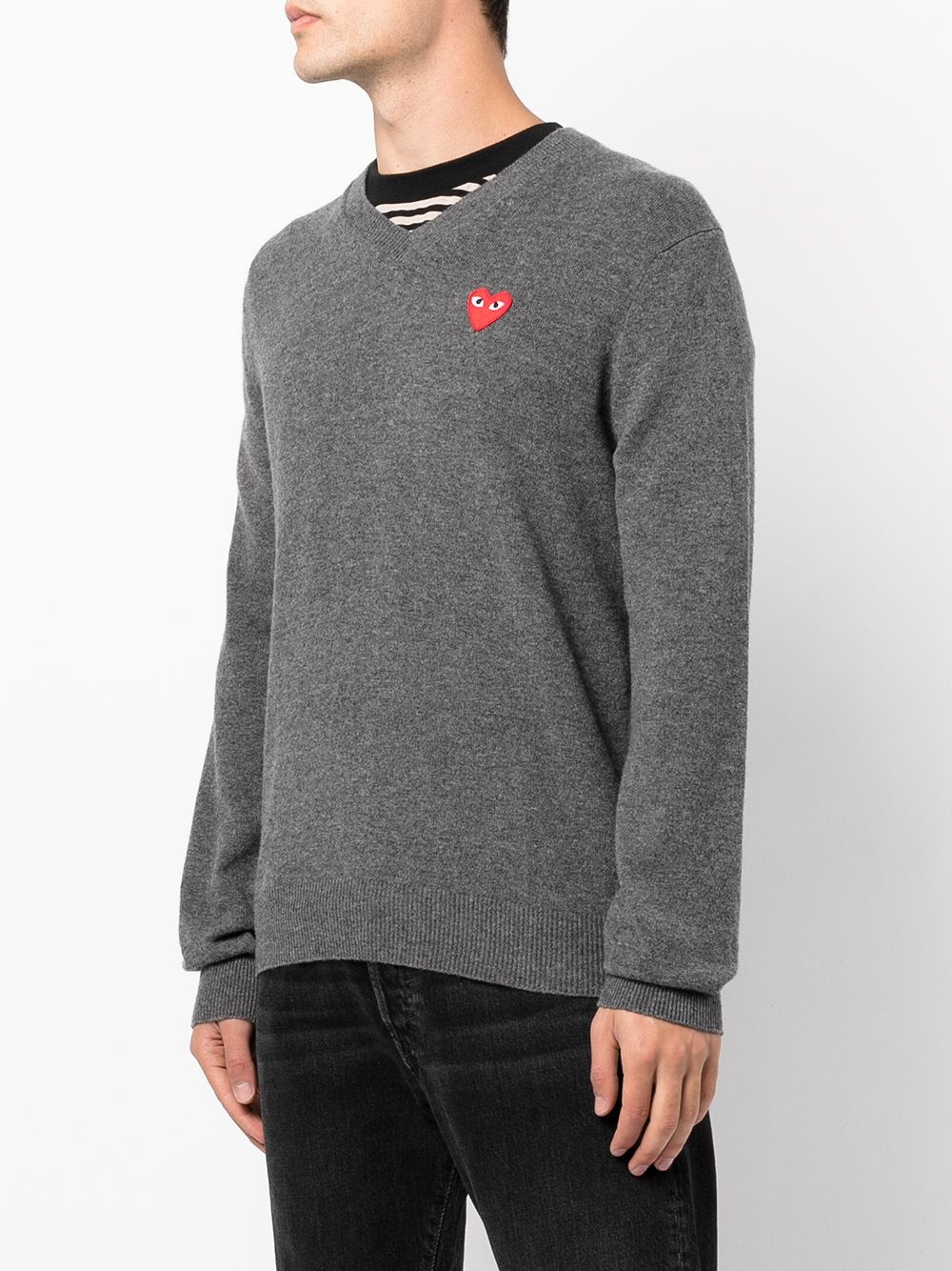 V-neck knitted heart jumper - 3