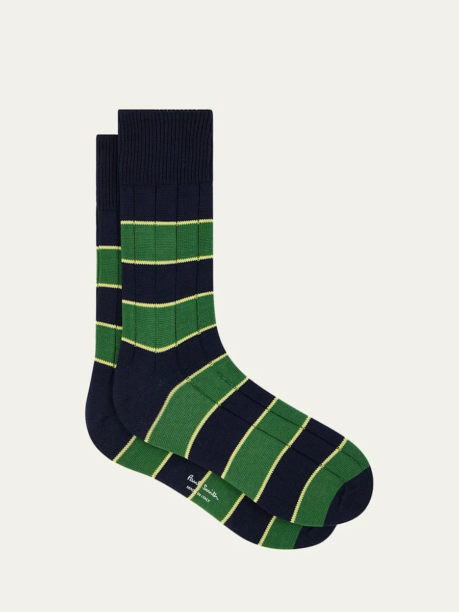 Men's Kennedy Contrast-Stripe Crew Socks - 1