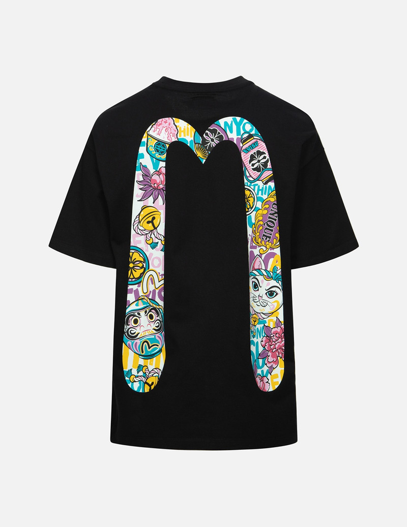DARUMA AND FORTUNE CAT PRINT DAICOCK OVERSIZED T-SHIRT 2