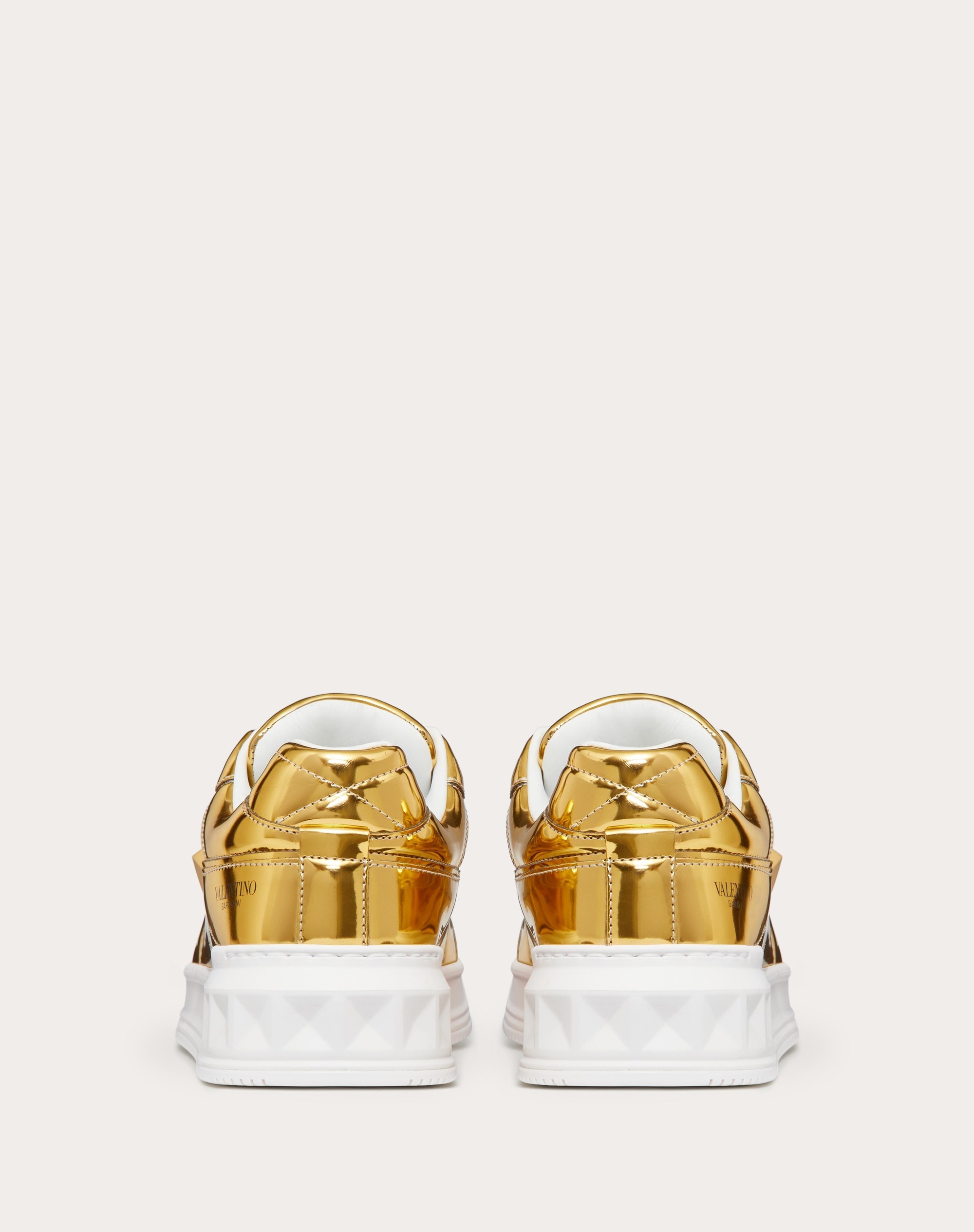 ONE STUD LOW-TOP MIRROR-FINISH SYNTHETIC FABRIC SNEAKER - 3